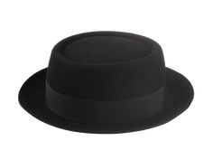 Black Porkpie Hat with Classic Charm Discover the elegance of a black porkpie hat, a classic style that seamlessly combines form and function. Made from high-quality rabbit fur felt, this hat features a smooth surface finish and a distinctive telescope crown design. The 1 3/4" raw-edge upturned brim adds a touch of sophistication, while the 1 1/2" grosgrain ribbon hatband offers a polished look. With a pure viscose satin lining and genuine leather sweatband, this hat ensures maximum comfort and Porkpie Hat, Hats For Big Heads, Homburg, Crown Design, Formal Casual, Hat Band, Custom Hats, Rabbit Fur, Green Fashion