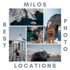 various photos with the words best locations written in white and blue, including an image of a woman wearing a bathing suit