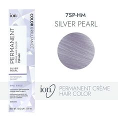 Ion 7SP-HM Silver Pearl Permanent Creme Hair Color by Color Brilliance | Permanent Hair Color | Sally Beauty Ion Silver Pearl Hair Color, Silver Metallic Hair Color, Lilac Silver Hair, Silver Lavender Hair, Hair Color Silver, Ion Color Brilliance, Hair Color Brands, Bright Hair Colors, Silver Hair Color