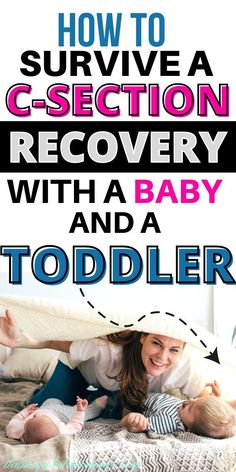 A mom trying to recover from a c-section with her baby and her toddler next to her. Abdominal Exercises After C Section, Working Out After C Section, Cesarean Recovery, Tips For C Section Recovery, Csection Postpartum Exercise, C Section Workout, C Section Scars