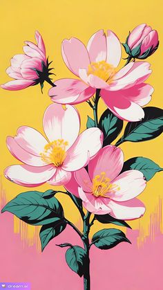 Procreate Flowers, Pop Art Flowers, Environmental Artist, Flower Mural, Fleurs Diy, Acrylic Painting Flowers, Pop Art Wallpaper, Flower Art Images