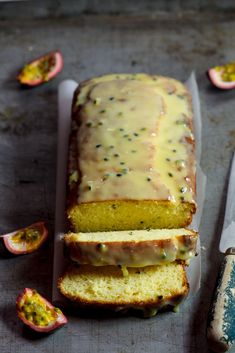 there is a loaf of cake on the table