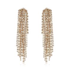 PRICES MAY VARY. Made of crystals. This tassel dangle drop earrings have long crystals chains. If you are going out to a party or banquet, these chandelier earrings are the perfect accessory that will enhance your outfit. Wearing a dinner dress, formal gown or spectacular in casual wear, matching this prom dangle earring. It will be an ideal gift for your wife, fiancee, daughter, mother, your special someone, or just yourself. Length: 12.2cm(4.8"), Width: 2.1cm(0.8"), One Earring Weight: 13.05g. Dinner Dress Formal, Ball Party, Daughter Mother, Jewelry Fashion Trends, Crystal Chain, Dinner Dress, Tassel Fringe, Fringe Earrings, Jewelry Gift Box