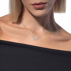 Move Uno Diamond Necklace in White Gold | Messika 10053-WG Necklaces White Gold, Messika Jewelry, Long Diamond Necklace, Necklaces White, Necklace Trendy, Gold Diamond Necklace, Original Jewelry, Necklace Sizes, High Jewelry