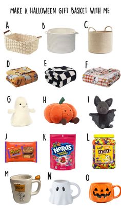 halloween gifts for kids with the words make a halloween gift basket with me