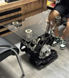 Title : V6 Engine Block Table // Customizable Man Cave Furniture // Handmade Automotive Decor // Personalized!     We produce decoration items from real car parts. Our products are clean and stainless. It will ship within 5-15 business days and will be delivered to your address between 1 and 3 days. Times are estimates, may come much faster. We are sure that it will add a different perspective to your home or workplace. ATTENTİON: Engine block may change. We choose the best for you.  table glass Car Resin Table, Car Part Furniture Backyard, Automobile Furniture Unique, Radial Engine Coffee Table, Motorcycle Part Furniture, V8 Engine Coffee Table, Engine Block Table Coffee Tables, Coffee Table Engine, Piston Furniture