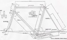 a drawing of a bicycle frame with parts labeled in the top and bottom half,