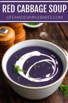 This Red Cabbage Soup is colorful, filling, and full of vegetables for a guilt free meal any time of the day.