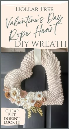 dollar tree valentine's day rope heart diy wreath