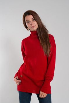 Solid Soft Knit Funnel Neck Turtleneck, Casual High Neck Merino Wool Sweater, Solid Color Fine Knit Turtleneck Sweater, Solid Turtleneck Fine Knit Sweater, Red Christmas Jumper, Wool Berets, Sweater Fits, Grey Knit Sweater, High Neck Sweater