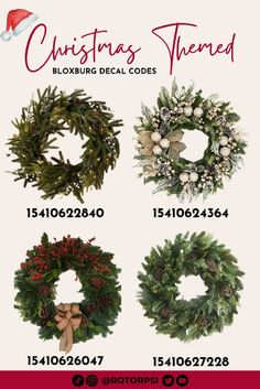 christmas themed wreaths are displayed on a white background