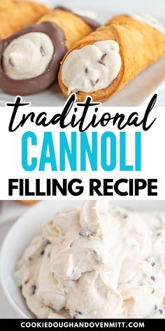 an image of traditional cannoli filling recipe on a plate with text overlay