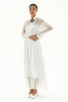 Shop for Corpora Studio White Organza Cotton Shirt Dress for Women Online at Aza Fashions Shirt Collar Dress, Off White Shirt, Embroidery Shirt, Cotton Shirt Dress, Shirt Embroidery, Cotton Embroidery, White Maxi, White Shirt Dress, Collar Dress