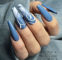 Gray And Blue Nails Design, Bedazzle Nails, Ballerina Acrylic Nails, Ombre Nail Art Designs, Grey Nail Designs, Gel Nail Art Designs, Airbrush Nails, Diva Nails, Summer Toe Nails