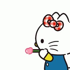 an image of hello kitty holding a flower