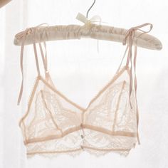 Lace & Mesh Button Bralette - Champagne - Mentionables Cream Lace Bra With Lace Trim, Elegant String Bra For Wedding, Elegant String Wedding Bra, Elegant Wedding String Bra, Lace Bra With Adjustable Straps For Wedding, Elegant Bra With Adjustable Straps For Spring, Elegant Spring Bra With Adjustable Straps, Lace Wedding Bra With Adjustable Straps, Wedding Lace Bra With Adjustable Straps