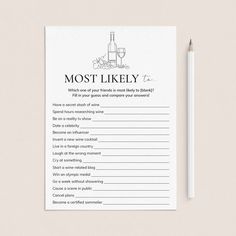 the most likely to do list is shown next to a pencil and paper with writing on it