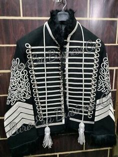 Premium Quality New Napoleonic Hussars Uniform Military Style Jimi Hendrix Tunic Pelisse Jacket, Mens Coats Jackets Military Jacket Pattern, Hussar Jacket, Military Style Long Sleeve Outerwear With Epaulettes, Military Outerwear With Epaulettes For Costume, Jacket Fabric, Military Style Jackets, Men's Coats & Jackets, Military Style, Dance Costume