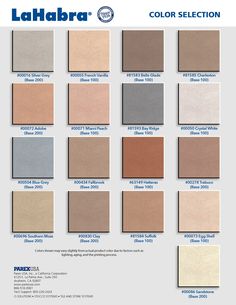 the color selection for lahabra's new products, which are available in various colors