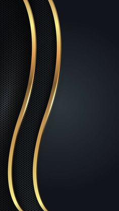 an abstract black and gold background with wavy lines