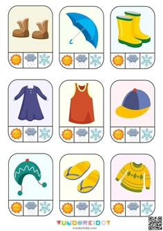 Imaginative Activities For Preschoolers, Weather Clothes Sorting Activity Free, Preschool Activities Clothes, Clothes Flashcards Free Printable, Weather Flashcards Printable Free, Weather Activities Preschool Printables Free, Weather And Clothes Worksheet, Clothing Preschool Activities, Clothes Worksheets For Kids Activities