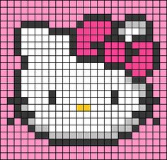 an image of a hello kitty face in pink and white squares on a black background