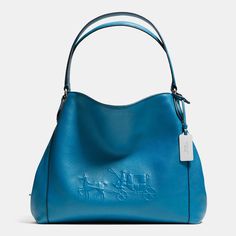 Coach Embossed Horse And Carrage Edie Shoulder Bag 31 In Pebble Leather $227.50 Horse Purse, Perfectly Organized, Slouchy Bag, Horse And Carriage, Latest Bags, Blue Purse, Material Girl