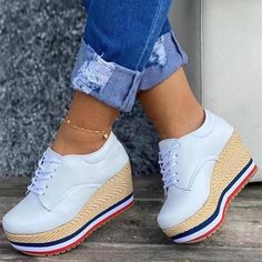 Come back ⚡ Thick Shoes, Shoes Women Sneakers, Sneakers Ladies, Heel Sneakers, Wedge Heel Sneakers, Plateau Sneaker, Play Shoes, Ankle Sneakers, Platform Wedges Shoes