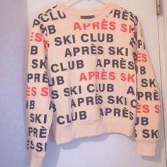 Letter Sweater Unisex. Size Small. Long Sleeve Cotton. High Material. Ski Club, Sleeve Cotton, Colorful Sweaters, Long Sleeve Tees, Long Sleeve Tops, Womens Tops, Tops & Tees, Long Sleeve, Women Shopping