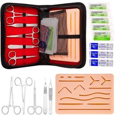 Surgical Suture Training Kit Skin Operate Suture Practice Model Training Pad Scissors Tool Kit Medical Sutures, Gifts For Medical Students, Surgical Stitches, Suture Practice, Suture Kit, Surgical Suture, Nursing School Essential, Model Training, Nurse Inspiration