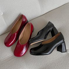 Unique Round Toe Design, Sweet Feeling. Color: Red/BlackMaterial: Cow leather Lining: Cow leather Insole: Cow leather Sole: RubberHeels: 6.5 cm/2.56"Weight: 0.30kg Each Shoes (measured size 8) Fit: Medium to Wide, Runs Normal.Origin: Made in China Production Time: About 5-7 days (Any exceptional case will email you, Please pay attention to your email left) Shipping Time: Free Shipping To most locations, delivery time is approximately 5-15 days; We have paid FedEx Option, to most locations, deliv Red Court Shoes For Fall, Red Faux Leather Heels With Round Toe, Red Faux Leather Closed Toe Heels, Workwear Leather Shoes With Red Sole And Round Toe, Classic Red Court Shoes Medium Width, Workwear Leather Shoes With Red Sole, Red Leather Heels With Padded Heel, Red Heels For Workwear In Fall, Red Heels For Workwear Suitable For Fall