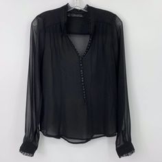 Pjk Patterson J Kincaid Sheer Button Front Top Size M So Sexy So Sheer Soooooo Must Have! It Is Loose Fitting And Styled In A Boho Sort Of Way. It Is A V-Neck With Some Delicate Pleats And Buttons In Front. Curved Hem. This Would Look Lovely With Black Pants. Brand New Without Tags. Never Worn. Classic Black Blouse For Layering, Button-up Blouse For Layering, Black Button-up Blouse For Layering, Black Buttoned Blouse For Layering, Black Blouse With Buttons For Layering, Classic Black V-neck Blouse, Black V-neck Blouse With Buttons, Plaid Tank Top, Chiffon Tunic