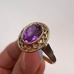 Oval Amethyst Ring Stamped 14k, Classic Amethyst Ring Stamped 14k, Formal Purple Amethyst Birthstone Ring, Purple Amethyst Birthstone Ring For Formal Occasions, Oval Amethyst Birthstone Ring In Yellow Gold, Purple 14k Stamped Ring, Oval Purple Amethyst Ring With 17 Jewels, Fine Jewelry Amethyst Ring Stamped 14k, 14k Stamped Purple Amethyst Ring