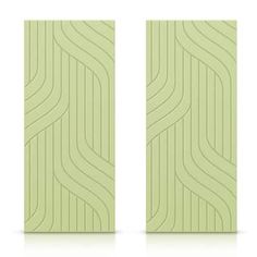 two green wall panels with wavy lines on them