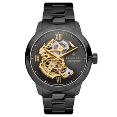 Buy Seizmont - Dante II | Black Stainless Steel Skeleton Watch With Black Dial & Gold-Tone Movement for only $249. Shop at Trendhim and get 365 day free returns. We take pride in providing an excellent experience. Black And Gold Watch, Black Skeleton, Skeleton Watches, Nato Strap, Pocket Watch Chain, Gunmetal Grey, Stylish Watches, Black Stainless Steel, Skeleton Watch