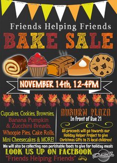 a flyer for a bake sale is shown