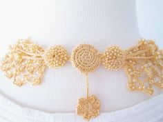 Elegant Crochet Beaded Necklaces As Gift, Elegant Crochet Beaded Necklace As A Gift, Elegant Crochet Beaded Necklaces For Gift, Elegant Crochet Beaded Necklace For Gifts, Elegant Gold Jewelry With Crochet Details, Elegant Adjustable Crochet Jewelry, Crochet Necklaces, Vintage Palace, Boho Jewels