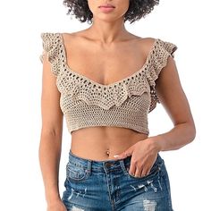 Description: Fashion Top,Summer Perfect Bikini Crochet Top, With Light Pad Halter Tie, Back Tie Note: Only Top Category: Tops Fabric: Acrylic Content: 100% Prepack A: 3s/M-3m/L Available In Both Colors Tan And Black Just Comment The Color Crochet Lace V-neck Crop Top For Summer, Fitted V-neck Crochet Top For Summer, Summer V-neck Tops With Crochet Lace, Summer V-neck Crochet Crop Top, Summer V-neck Crochet Top, V-neck Crochet Top For Summer, Summer Crochet V-neck Top, Summer V-neck Top With Crochet Lace, Summer Beige Crochet Tops