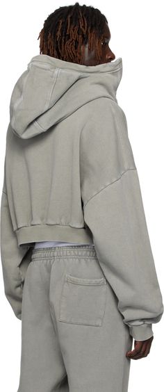 Enzyme-washed 510 gsm organic cotton fleece hoodie. · Balaclava-style hood · Zip closure · Rib knit hem and cuffs · Dropped shoulders Supplier color: Rhino Oversize Hoodie Outfit, Hoodie Balaclava, Balaclava Style, Oversized Hoodie Outfit, Fw 2024, Entire Studios, Grey Cropped Hoodie, Hoodie Zip, Hoodie Outfit