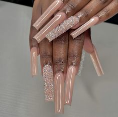 Classy Boujee Nails, Nude Square Nails Long, Sagittarius Nails Acrylic, Flare Nails, Acrylic Nails Nude, Glitter Nails Acrylic, Claw Nails