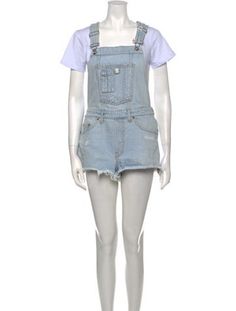 Off-White RomperFrom the Spring/Summer 2018 Collection by Virgil AblohBlueRaw-Edge & Distressed AccentsSleeveless with Square NecklineButton Closure at SideFit:Jumpsuits and Rompers by Off-White c/o Virgil Abloh typically fit true to size. Sleeveless Summer Shortalls With Pockets, Spring Sleeveless Cotton Shortalls, Sleeveless Cotton Shortalls For Spring, Cotton Sleeveless Shortalls For Spring, Fitted Sleeveless Shortalls For Spring, Sleeveless Summer Shortalls For Spring, Casual Sleeveless Shortalls For Summer, Summer Sleeveless Shortalls For Spring, Casual White Summer Overalls