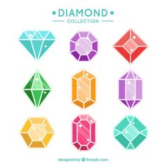 six different colored diamond shapes on a white background