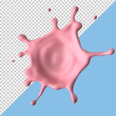 a pink liquid splashing on top of a blue and white background