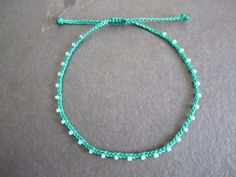 Emerald & Milky Kiwi, Dainty Seed Bead Bracelet or Anklet, Micro Braided, Adjustable Friendship Brac Braided Bead Bracelet, Adjustable Friendship Bracelet, Leather Anklets, Hanging Beads, Micro Braids, Bracelet Minimalist, Thread Bracelets, Seed Bead Bracelet, Ankle Chain