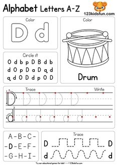 alphabet letters and numbers worksheet for children to learn the letter d with pictures