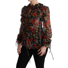 DOLCE & GABBANA Gorgeous brand new with tags, 100% Authentic Dolce & Gabbana Top. Model: Long Sleeve Blouse Material: 100% Silk Color: Black floral roses print Logo details Made in Italy Silk Long Sleeve Blouse, Luxury Fashion Store, Roses Print, Printed Silk Blouses, Blouse Silk, Blouse Material, Dolce E Gabbana, Like A Boss, Luxury Clothing