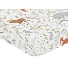 an image of a tablecloth with animals on the top and leaves in the bottom