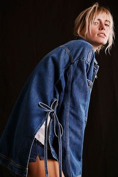 Closed Denim Jacket Oversized Blazers, Reworked Denim, Denim Day, Knit Denim, Blue Fits, Bomber Jackets, Oversized Blazer, Fall Jackets, Pullover Jacket