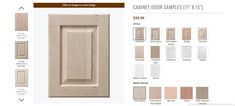 the cabinet door samples are shown in different colors and sizes, including white or beige