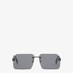 Fendi Sky ultra-light, rectangular glasses with dark grey lenses. Metal end pieces with 3D FF. Matt black metal temples and black acetate tips. Adjustable nose pads. Made in Italy. One Size Rectangular Glasses, Shoulder Strap Bag, Travel Bags For Women, Clutch Pouch, Metal Sunglasses, Boot Accessories, Women Essentials, Grey Lenses, Ski Wear